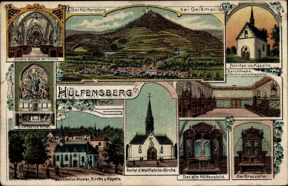 lito Geismar im Eichsfeld, Hülfensberg, portal kościoła pielgrzymkowego, kaplica Bonifacjusza, panorama