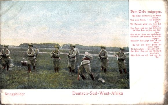 Postcard Namibia, German South West Africa, German Colony, Towards Death, Poem, color