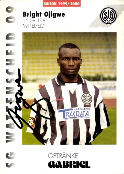 Autograph card footballer Bright Ojigwe, SG Wattenscheid 09, autograph