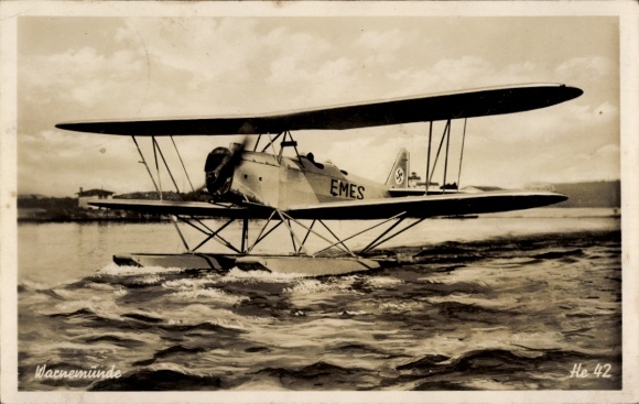 Postcard German Air Force, seaplane