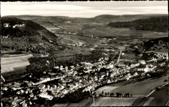 Postcard Deggingen in Württemberg, aerial photograph