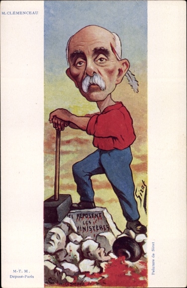 Artist PC Sirat, French politician Georges Clemenceau, Dreyfus affair, caricature