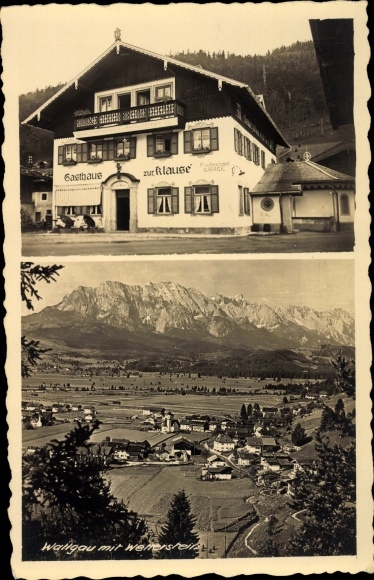 PC Wallgau Oberbayern, Inn zur Klause, Panorama with Wetterstein