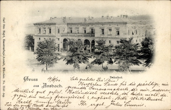 Ak Ansbach in Mittelfranken Bayern, Bahnhof