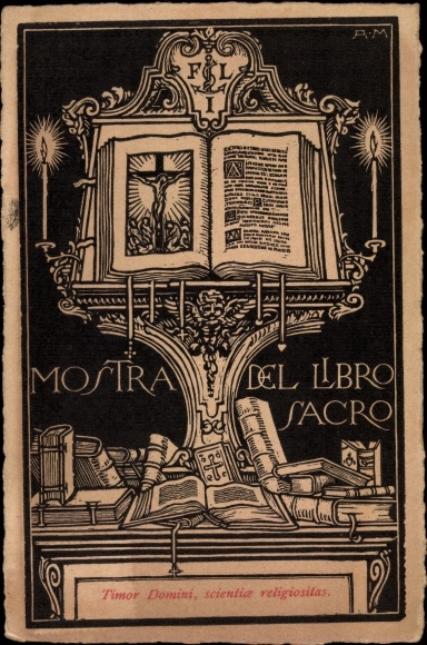 Postcard Firenze Florenz Tuscany, Second International Book Fair 1925, Sacred Book Exhibition