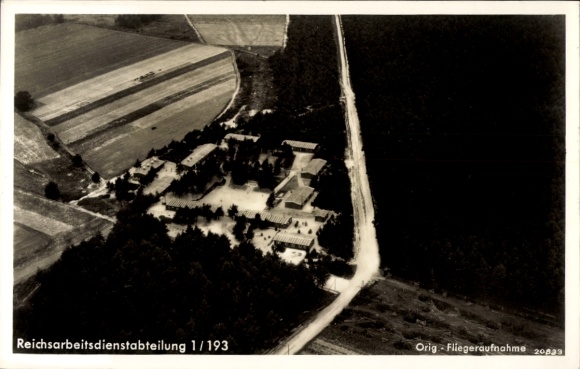 Postcard Stöckse Kr. Nienburg, aerial photograph, Reich Labor Service Department 1/193 Michael von Obentraut
