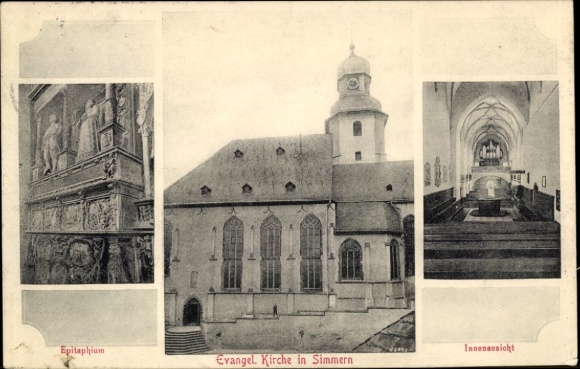 Postcard Simmern in the Hunsrück, Protestant Church, Epitaph, Interior View