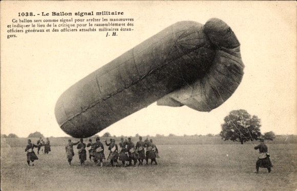 Ak Franse militaire ballon, signaalballon, soldaten