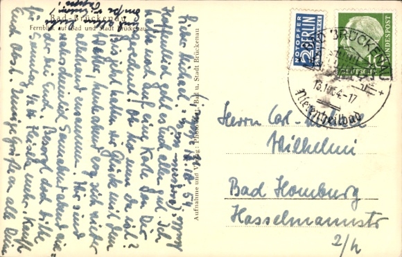 Postcard Bad Brückenau in the Sinntal Lower Franconia, panorama