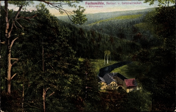 Ansichtkaart Mosen Wunschdorf aan de Elster, Fuchsmühle, herberg
