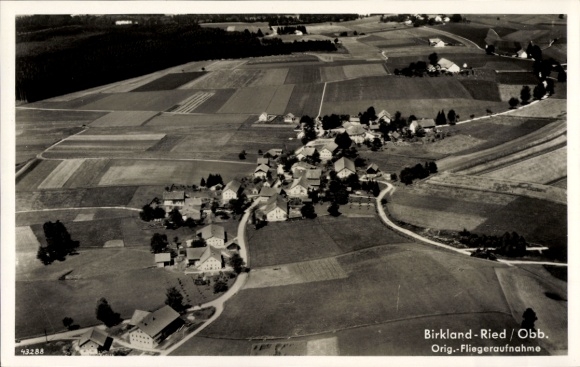 Postcard Birkland Peiting in Upper Bavaria, aerial photograph