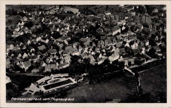 Postcard Herzogenaurach in Middle Franconia, aerial photograph