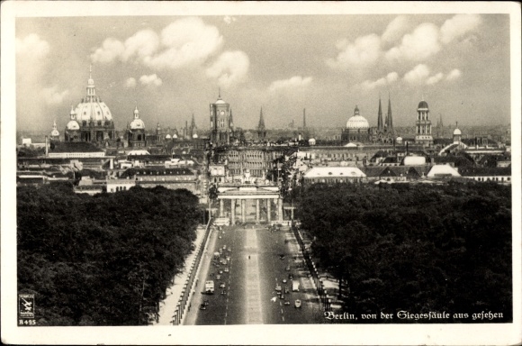 Postcard Berlin Tiergarten, view from the Victory Column