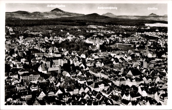 Postcard Göppingen in Württemberg, aerial photograph, Hohenstaufen, Stuffen