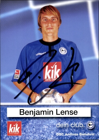 Autograph card footballer Benjamin Lense, DSC Arminia Bielefeld, autograph