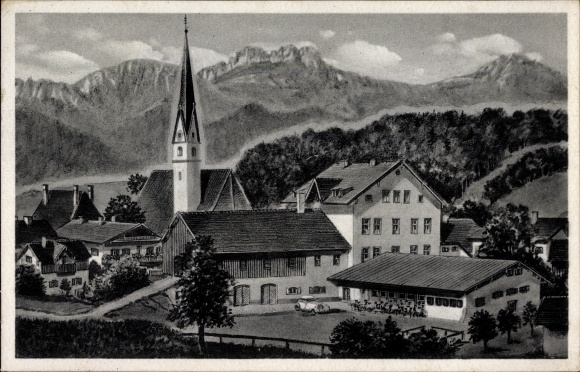 Artist PC Frasdorf in Upper Bavaria, Inn Hochries, owner B. Mayrl, church