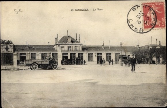 Postcard Bourges Cher, La Gare