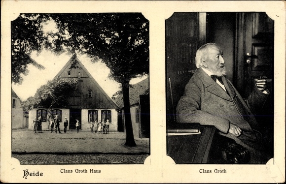 Ak Heide Holstein, Das Klaus Groth Haus, Schriftsteller Klaus Groth im Profil