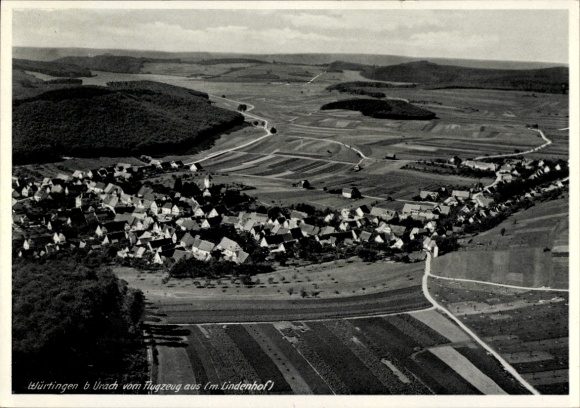 Postcard Würtingen St. Johann Swabian Alb Württemberg, aerial view of Würtingen, many houses, La