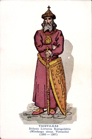 Artist Postcard Vaisvilkas, Didysis Lietuvos Kunigaikstis, nobility 1265-1267