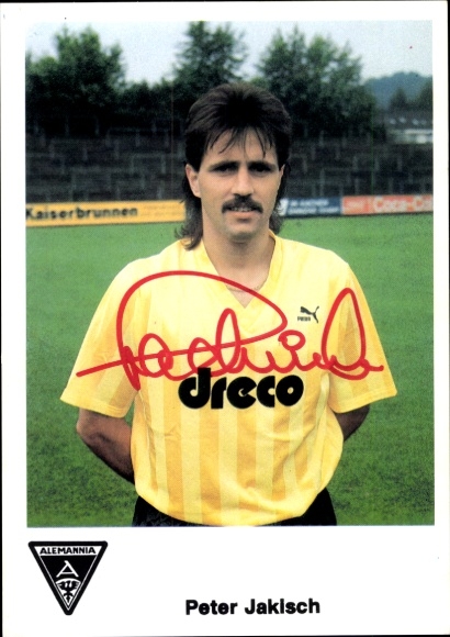 Autogrammkarte Fußballer Peter Jakisch, Alemannia Aachen, Autogramm