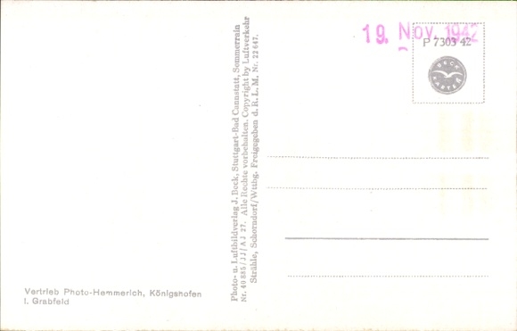 Postcard Gollmuthhausen Höchheim, aerial photograph