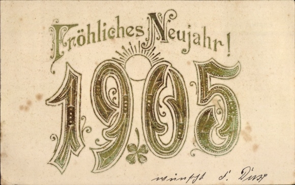 Embossed PC Happy New Year, year 1905