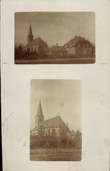 Foto Ak Luppa Radibor Oberlausitz, Teilansicht, Ev. Kirche