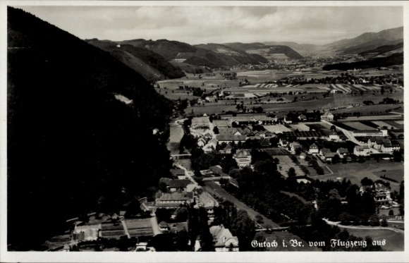 Postcard Gutach im Breisgau Black Forest, aerial landscape photograph, mountains, rivers, buildings