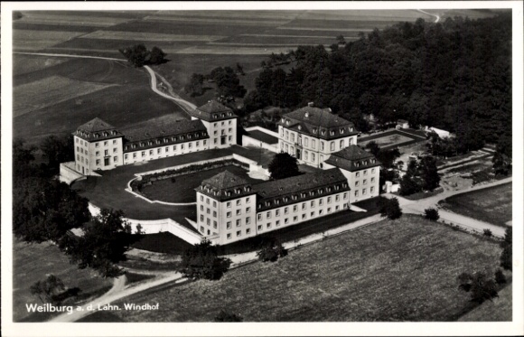 Postcard Weilburg an der Lahn Hessen, Windhof, aerial photograph