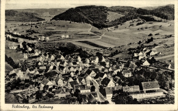 Postcard Fichtenberg in Württemberg, aerial photograph