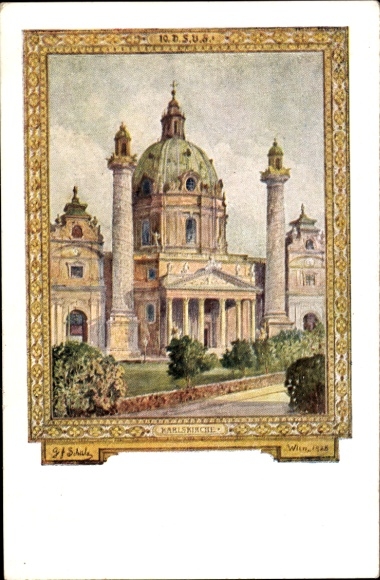 Artist Postcard Vienna 4 Wieden, 10th German Singers' Association Festival 1928, Karlskirche