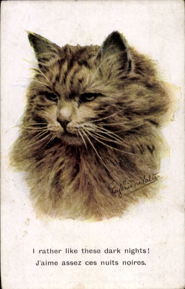 Künstler Ak Valter, Eugenie, Katze, Portrait