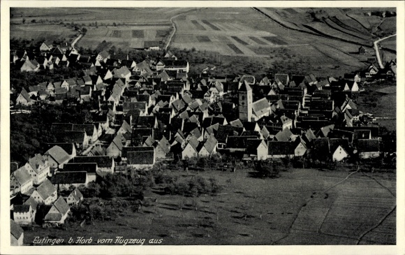 Ak Eutingen im Gäu Württemberg, luchtfoto van Eutingen en Horb, architectuur, landelijke omgeving