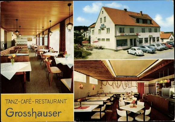 Postcard Seubersdorf in der Oberpfalz, Tanz-Café-Restaurant Grosshauser, Bahnhofstrasse 1