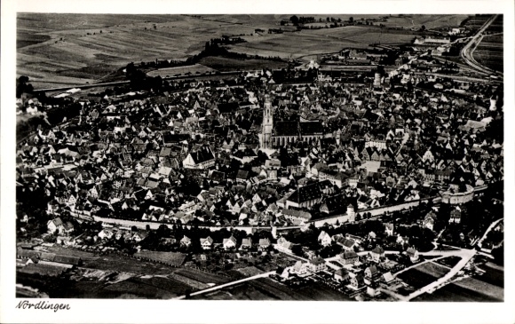 Postcard Nördlingen in Swabia, aerial photograph