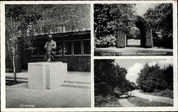Postcard Hamburg Nord Langenhorn, memorial, facilities near Siemershöh, Rodenkampsweg