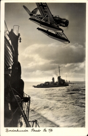 Postcard German Air Force, Border Patrol Arado Ar 196 B with So.Bfm