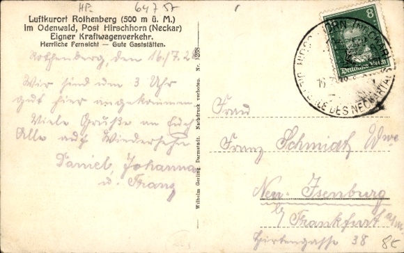 Postcard Rothenberg Oberzent in the Odenwald, general view