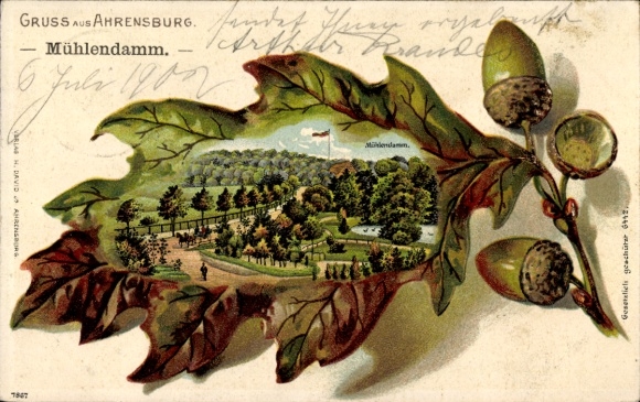 Oak leaf litho Ahrensburg in Holstein, Mühlendamm