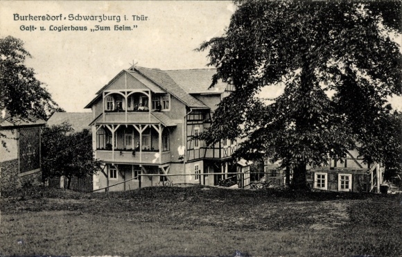 Ak Burkersdorf Saalfelder Höhe Saalfeld an der Saale Thüringen, Gasthaus Logierhaus zum Heim