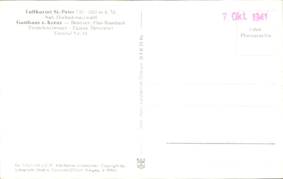 Postcard St. Peter im Schwarzwald, aerial photograph