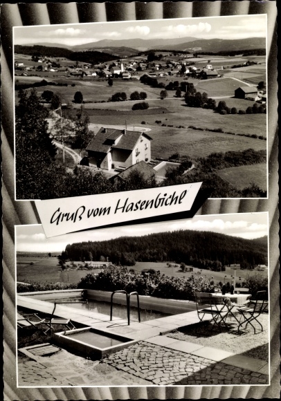 Ansichtkaart Hasenbichl Prackenbach in Niederbayern, Haus Wagner, gedeeltelijk zicht op de plaats