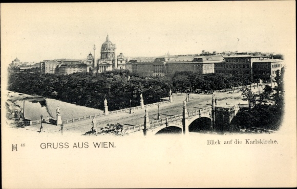 Ak Wien 4 Wieden, Karlskirche, Brücke