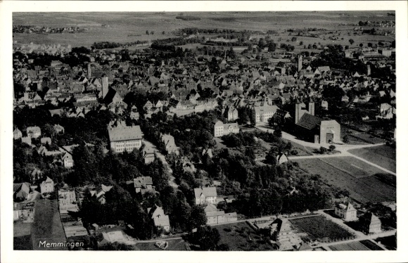 Postcard Memmingen in Swabia, aerial photograph