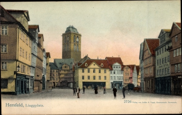 Postcard Bad Hersfeld Hesse, Linggplatz, church tower