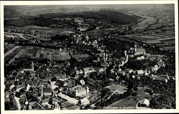 Postcard Flehingen Oberderdingen in Baden, aerial photograph