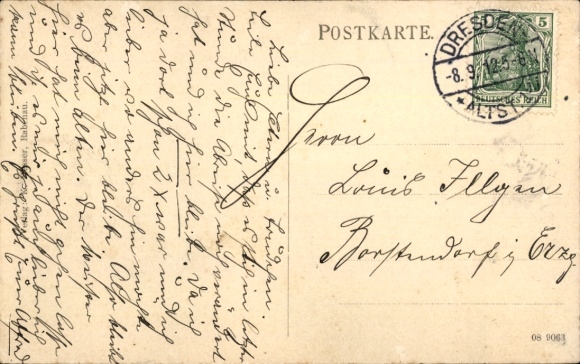Postcard Rabenau in the Ore Mountains, Bismarckstraße, historical buildings, people on the street