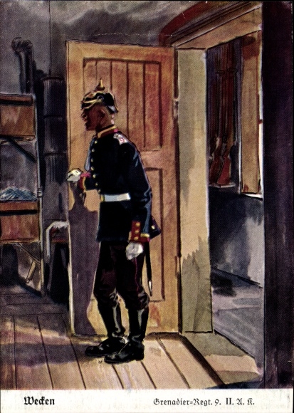 Artysta Ak Döbrich-Steglitz, Wecken, Gren Regt 9 II Ak