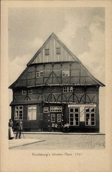 Postcard Rendsburg in Schleswig Holstein, Rendsburg's oldest house 1541, half-timbered house, architecture, C